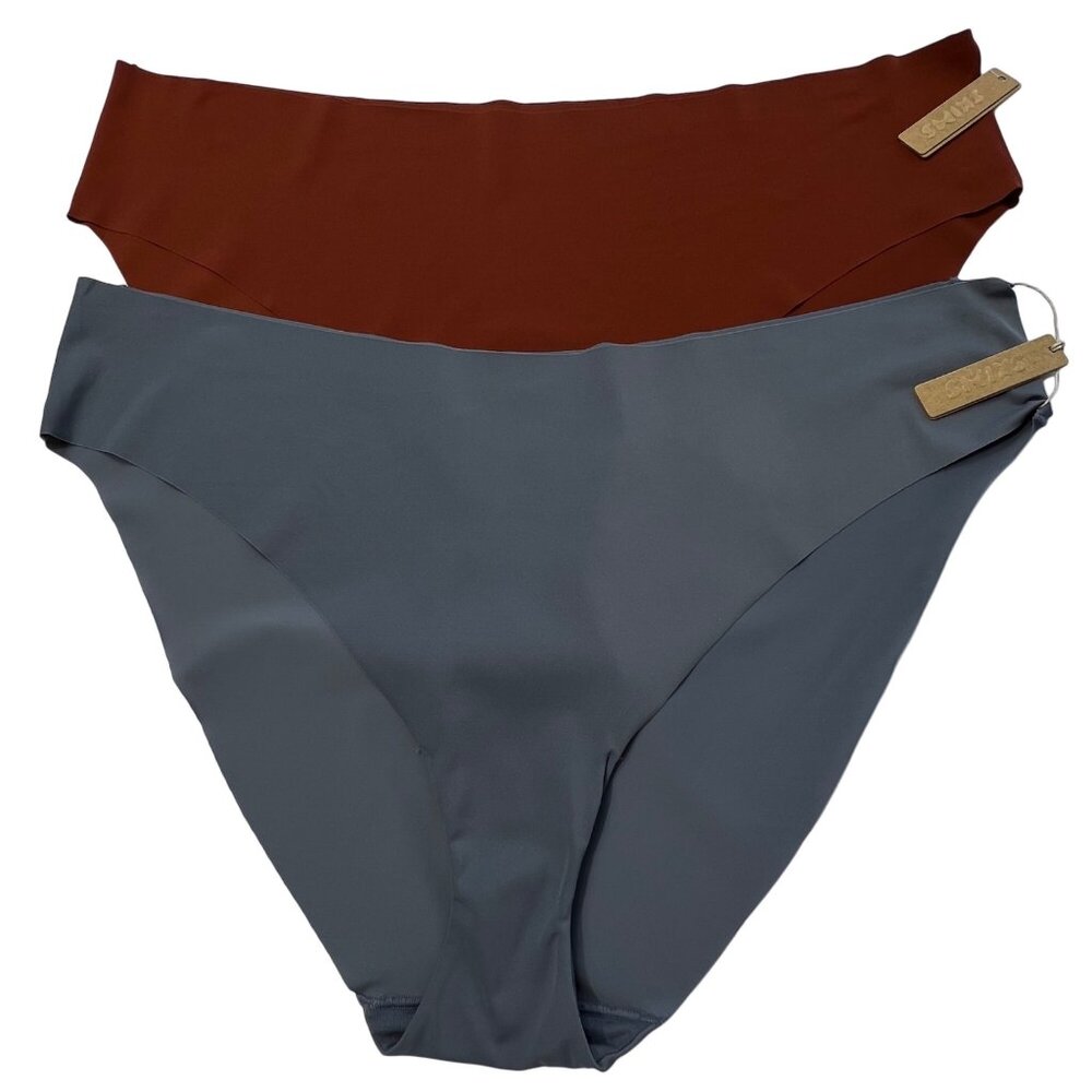 SKIMS Naked Mid Waist Brief‎ Lot of 2 Steel Blue Saffron 4X